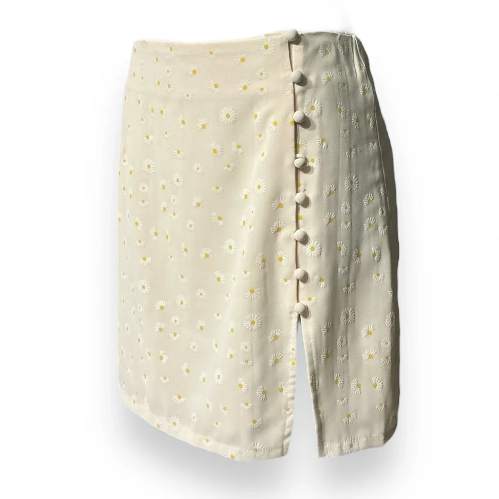 PRINCESS POLLY Beige Daisy Fernie Mini Pencil Skirt